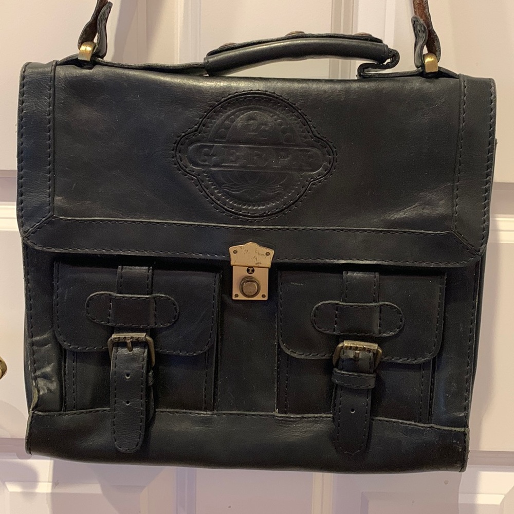 VTG Gerpa Black Leather Crossbody Satchel